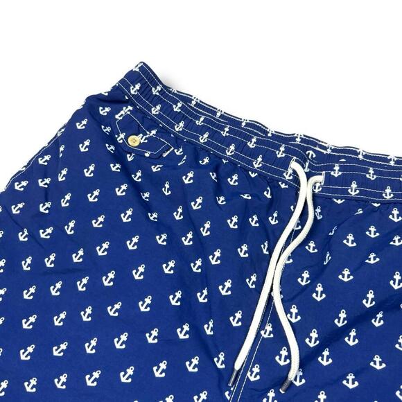 Polo Ralph Lauren Anchor Print Swim Trunks Sz 3XB Big Navy Blue Nautical Shorts - Picture 4 of 11